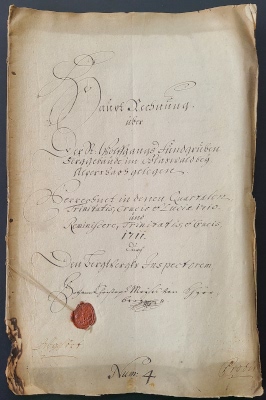 Deckblatt der Hauptrechnung der Grube St. Wolfgang in Alpirsbach von Trinitatis 1710 bis Crucis 1711